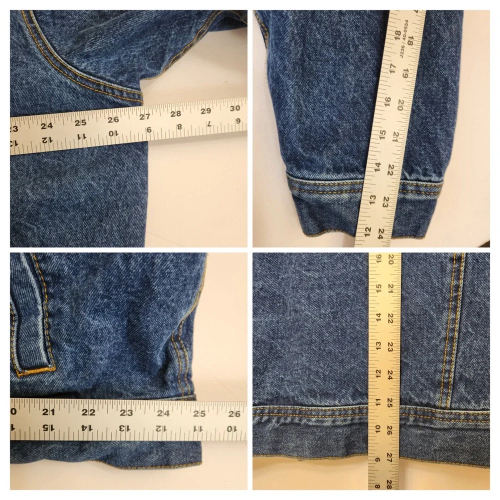 Wrangler Rugged Wear Mens XXL Blue Denim Jacket Buffalo Plaid Lined Trucker Coat